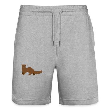 brown mongoose weasel or ermine - Stanley/Stella Trainer Unisex Organic Jogging Shorts - heather grey - Front - Nik (191cm) & Marisol (170cm)