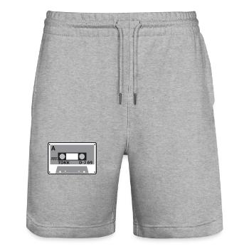 Cassette tape icon TDK in grey - Stanley/Stella Trainer Unisex Organic Jogging Shorts - heather grey - Front - Nik (191cm) & Marisol (170cm)