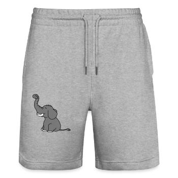 elefant gluecklich niedlich suess klein kind baby - Stanley/Stella Unisex Bio Joggingshorts Trainer  - Grau meliert - Vorne - Nik (191cm) & Marisol (170cm)