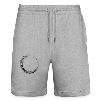 Cercle Noir - Short de jogging bio TRAINER Stanley/Stella unisexe - gris chiné - Devant - Nik (191cm) & Marisol (170cm)