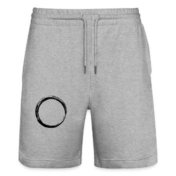 Kreis Symbol Design Schwarz - Stanley/Stella Unisex Bio Joggingshorts Trainer  - Grau meliert - Vorne - Nik (191cm) & Marisol (170cm)