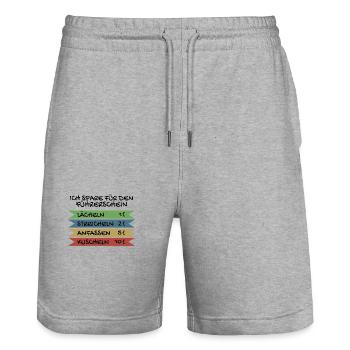 Ich spare für den Führerschein - Stanley/Stella Unisex Bio Joggingshorts Trainer  - Grau meliert - Vorne - Nik (191cm) & Marisol (170cm)