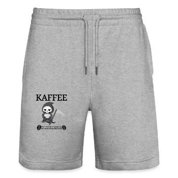 Kaffee Spruch Koffein Sprüche Coffee Tod Cafe - Stanley/Stella Unisex Bio Joggingshorts Trainer  - Grau meliert - Vorne - Nik (191cm) & Marisol (170cm)