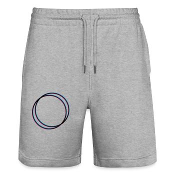 2 circles 3D - Stanley/Stella Trainer Unisex Organic Jogging Shorts - heather grey - Front - Nik (191cm) & Marisol (170cm)