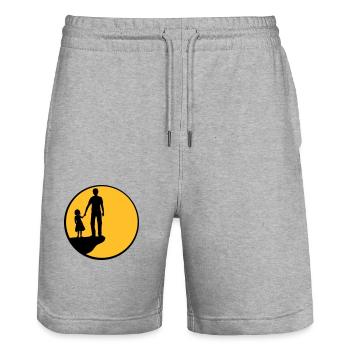 Mond Vater Tochter - Stanley/Stella Unisex Bio Joggingshorts Trainer  - Grau meliert - Vorne - Nik (191cm) & Marisol (170cm)