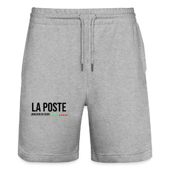 la poste livraison en cours cadeau - Short de jogging bio TRAINER Stanley/Stella unisexe - gris chiné - Devant - Nik (191cm) & Marisol (170cm)