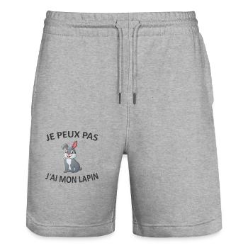 Je Peux Pas J'ai Mon Lapin - Short de jogging bio TRAINER Stanley/Stella unisexe - gris chiné - Devant - Nik (191cm) & Marisol (170cm)