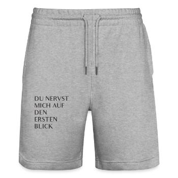 Du nervst mich auf den ersten Blick - Stanley/Stella Unisex Bio Joggingshorts Trainer  - Grau meliert - Vorne - Nik (191cm) & Marisol (170cm)