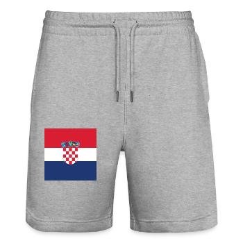 Drapeau de croatie - cadeau croate de fierté - Short de jogging bio TRAINER Stanley/Stella unisexe - gris chiné - Devant - Nik (191cm) & Marisol (170cm)