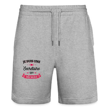 SECRÉTAIRE QUI DÉCHIRE - Short de jogging bio TRAINER Stanley/Stella unisexe - gris chiné - Devant - Nik (191cm) & Marisol (170cm)