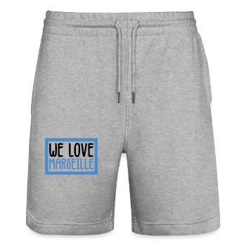 we love Marseille French city of the South - Stanley/Stella Trainer Unisex Organic Jogging Shorts - heather grey - Front - Nik (191cm) & Marisol (170cm)