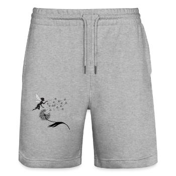 Schmetterlingdesign Pusteblumen Wiese Herzen Feen - Stanley/Stella Unisex Bio Joggingshorts Trainer  - Grau meliert - Vorne - Nik (191cm) & Marisol (170cm)