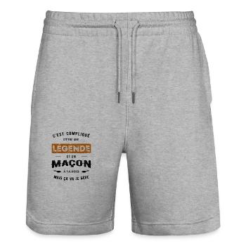 LÉGENDE ET MAÇON - Short de jogging bio TRAINER Stanley/Stella unisexe - gris chiné - Devant - Nik (191cm) & Marisol (170cm)