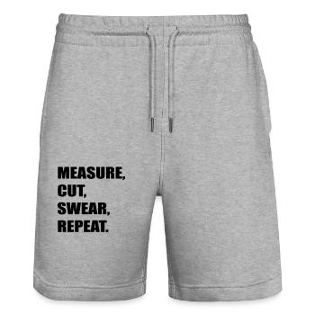 measure cut swear - Stanley/Stella Trainer Unisex Organic Jogging Shorts - heather grey - Front - Nik (191cm) & Marisol (170cm)
