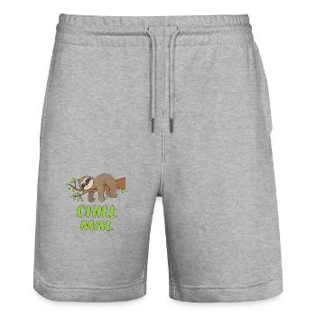 Chill Mal - Faultier auf einem Ast! - Stanley/Stella Unisex Bio Joggingshorts Trainer  - Grau meliert - Vorne - Nik (191cm) & Marisol (170cm)