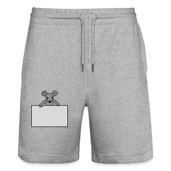 Mouse with shield - Stanley/Stella Trainer Unisex Organic Jogging Shorts - heather grey - Front - Nik (191cm) & Marisol (170cm)