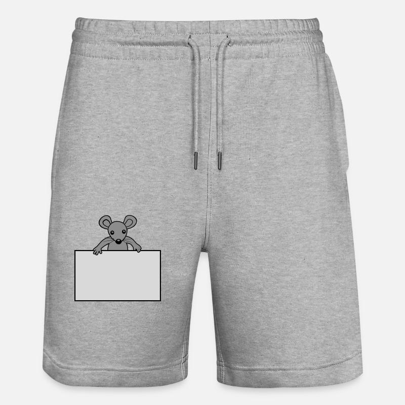 Maus mit Schild - Stanley/Stella Unisex Bio Joggingshorts Trainer  - Grau meliert