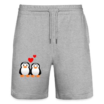 Saint-Valentin des pingouins - Short de jogging bio TRAINER Stanley/Stella unisexe - gris chiné - Devant - Nik (191cm) & Marisol (170cm)