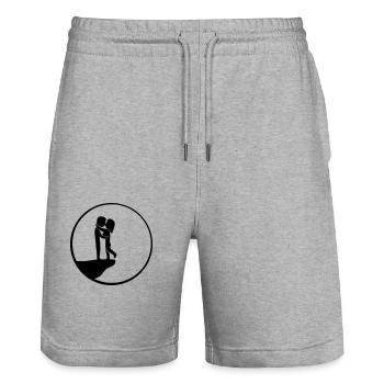 Couples de Lune de Nuit - Short de jogging bio TRAINER Stanley/Stella unisexe - gris chiné - Devant - Nik (191cm) & Marisol (170cm)
