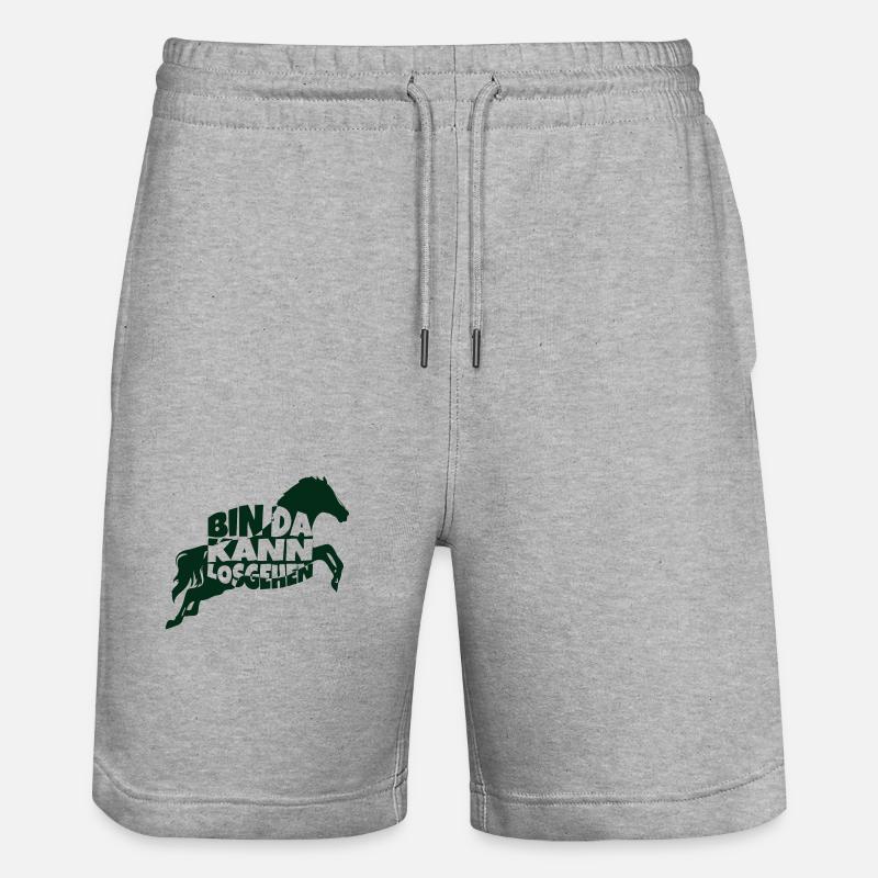 bin da pferd 1 - Stanley/Stella Unisex Bio Joggingshorts Trainer  - Grau meliert