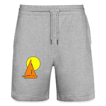 Sail - Stanley/Stella Trainer Unisex Organic Jogging Shorts - heather grey - Front - Nik (191cm) & Marisol (170cm)