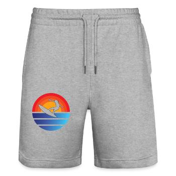 surf surf surfer cadeau planche de surf - Short de jogging bio TRAINER Stanley/Stella unisexe - gris chiné - Devant - Nik (191cm) & Marisol (170cm)