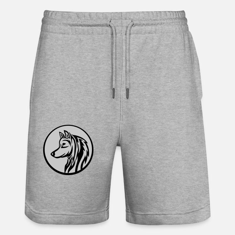 Tatouage de loup rond - Short de jogging bio TRAINER Stanley/Stella unisexe - gris chiné