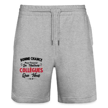 Bonne Chance Pour Trouver De Meilleurs Collègues - Short de jogging bio TRAINER Stanley/Stella unisexe - gris chiné - Devant - Nik (191cm) & Marisol (170cm)