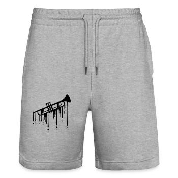 Graffiti Tropfen Trompete - Stanley/Stella Unisex Bio Joggingshorts Trainer  - Grau meliert - Vorne - Nik (191cm) & Marisol (170cm)