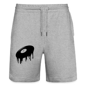 Melting Record Drops - Stanley/Stella Trainer Unisex Organic Jogging Shorts - heather grey - Front - Nik (191cm) & Marisol (170cm)