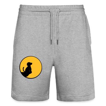 Mond Klippe sitzender Hund - Stanley/Stella Unisex Bio Joggingshorts Trainer  - Grau meliert - Vorne - Nik (191cm) & Marisol (170cm)
