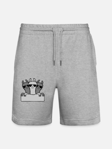 Lamas Friends Team Shield - Stanley/Stella Trainer Unisex Organic Jogging Shorts - heather grey