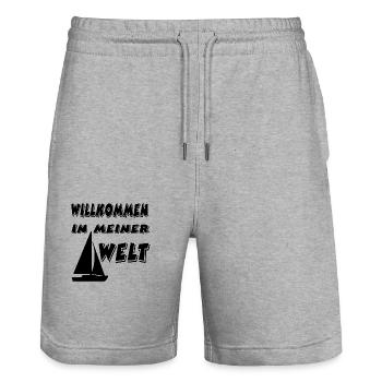 Segeln - Stanley/Stella Unisex Bio Joggingshorts Trainer  - Grau meliert - Vorne - Nik (191cm) & Marisol (170cm)