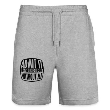 boring life without me - Stanley/Stella Unisex Bio Joggingshorts Trainer  - Grau meliert - Vorne - Nik (191cm) & Marisol (170cm)