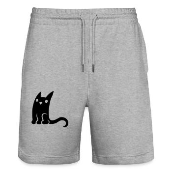 Petit chat mignon noir - Short de jogging bio TRAINER Stanley/Stella unisexe - gris chiné - Devant - Nik (191cm) & Marisol (170cm)
