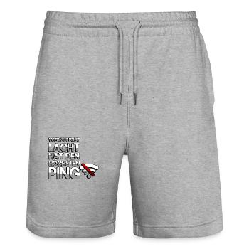 WER ZULETZT LACHT HAT DEN HÖCHSTEN PING - Gaming - Stanley/Stella Unisex Bio Joggingshorts Trainer  - Grau meliert - Vorne - Nik (191cm) & Marisol (170cm)