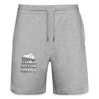GAMING MAKES ME HAPPY + Controller - Gaming - Stanley/Stella Trainer Unisex Organic Jogging Shorts - heather grey - Front - Nik (191cm) & Marisol (170cm)