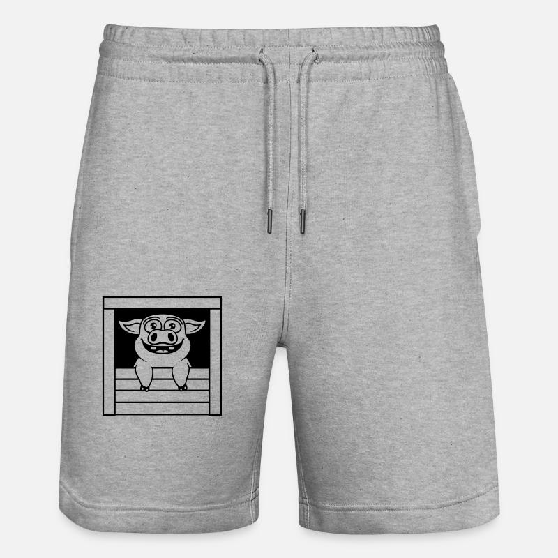 Happy Stable Pig Comic - Short de jogging bio TRAINER Stanley/Stella unisexe - gris chiné