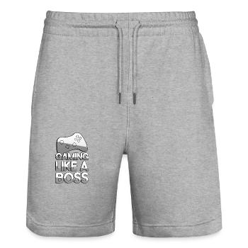 GAMING LIKE A BOSS + Controller - Gaming - Stanley/Stella Unisex Bio Joggingshorts Trainer  - Grau meliert - Vorne - Nik (191cm) & Marisol (170cm)