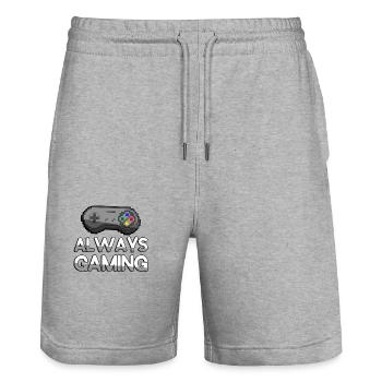 ALWAYS GAMING + SNES Controller - Gaming - Stanley/Stella Trainer Unisex Organic Jogging Shorts - heather grey - Front - Nik (191cm) & Marisol (170cm)
