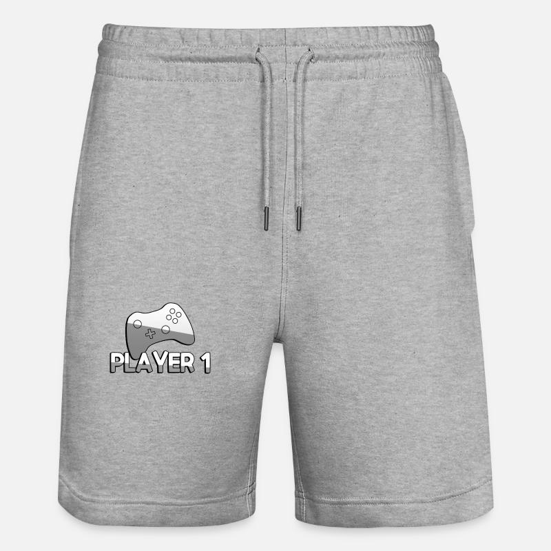 PLAYER 1 + Controller - Gaming - Stanley/Stella Unisex Bio Joggingshorts Trainer  - Grau meliert