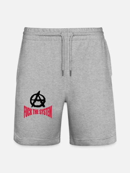 Fuck the system anarchy - Stanley/Stella Trainer Unisex Organic Jogging Shorts - heather grey