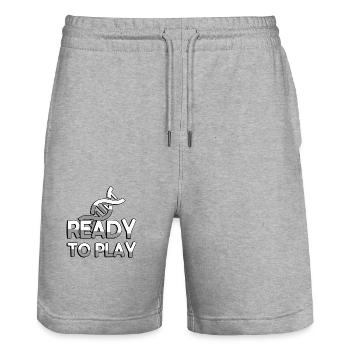 READY TO PLAY + DNA - Gaming - Stanley/Stella Trainer Unisex Organic Jogging Shorts - heather grey - Front - Nik (191cm) & Marisol (170cm)