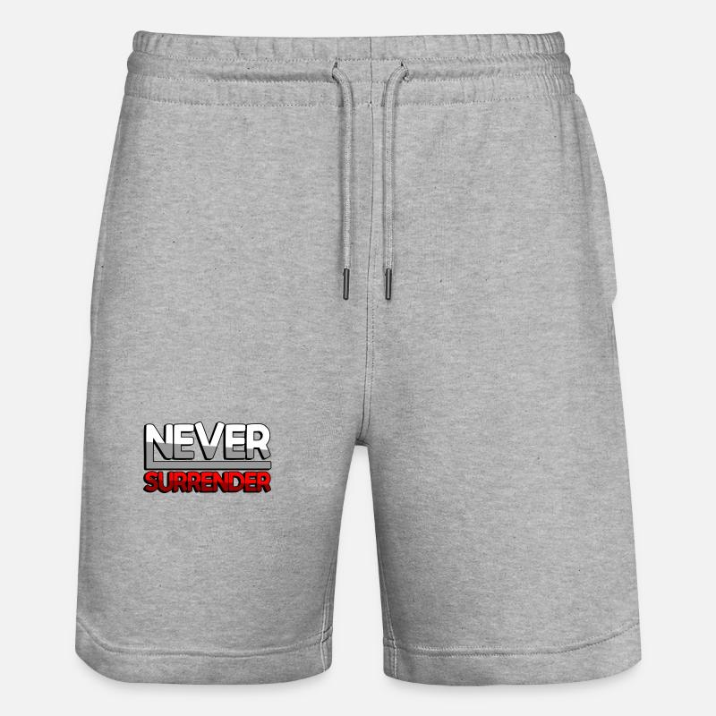 NEVER SURRENDER (Rot) - Gaming - Stanley/Stella Unisex Bio Joggingshorts Trainer  - Grau meliert