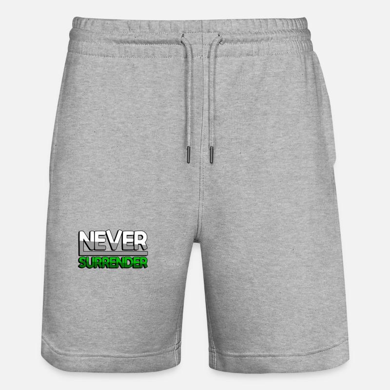 NEVER SURRENDER (Grün) - Gaming - Stanley/Stella Unisex Bio Joggingshorts Trainer  - Grau meliert