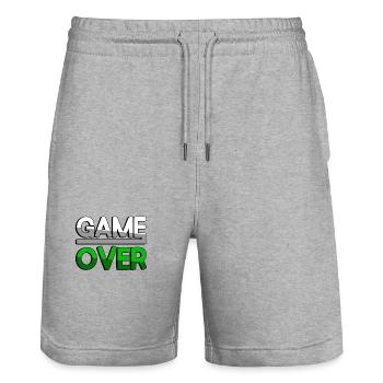 GAME OVER (Vert) - Jeux - Short de jogging bio TRAINER Stanley/Stella unisexe - gris chiné - Devant - Nik (191cm) & Marisol (170cm)