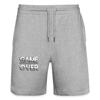 GAME OVER (White) - Gaming - Stanley/Stella Trainer Unisex Organic Jogging Shorts - heather grey - Front - Nik (191cm) & Marisol (170cm)
