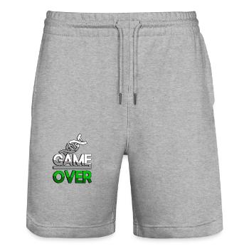 GAME OVER (Vert) + ADN - Jeux - Short de jogging bio TRAINER Stanley/Stella unisexe - gris chiné - Devant - Nik (191cm) & Marisol (170cm)