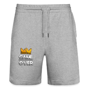 GAME OVER (White) + King Crown - Gaming - Stanley/Stella Trainer Unisex Organic Jogging Shorts - heather grey - Front - Nik (191cm) & Marisol (170cm)