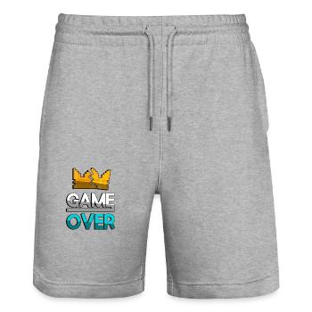 GAME OVER (Turquoise) + King Crown - Gaming - Stanley/Stella Trainer Unisex Organic Jogging Shorts - heather grey - Front - Nik (191cm) & Marisol (170cm)